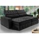 Sofá Retrátil e Reclinável 2,15m Cama inBox Big Puffer com SoftGel D40 Velupluma Preto