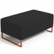 Puff Decorativo Sala De Estar Cléo 90cm Base De Ferro Cobre W01 Suede Preto - Lyam Decor