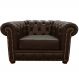 Poltrona Sala de Estar Chesterfield com Pés Madeira Couro Capucino G40 - Gran Belo