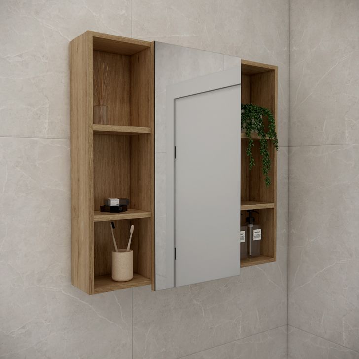 Armário de Banheiro com Espelho Vittare 1 Porta Carvalho