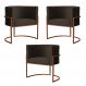 Kit 3 Poltronas Decorativa Luana Base Bronze Veludo Marrom - Montanaris Decor