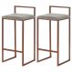 Kit 2 Banqueta Decorativa Selena Base Bronze Veludo Cinza G41 - Gran Belo