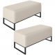 Kit 02 Puffs Decorativo Para Sala de Estar Cléo W01 Base de Ferro 90 cm Linho Cru - Lyam Decor