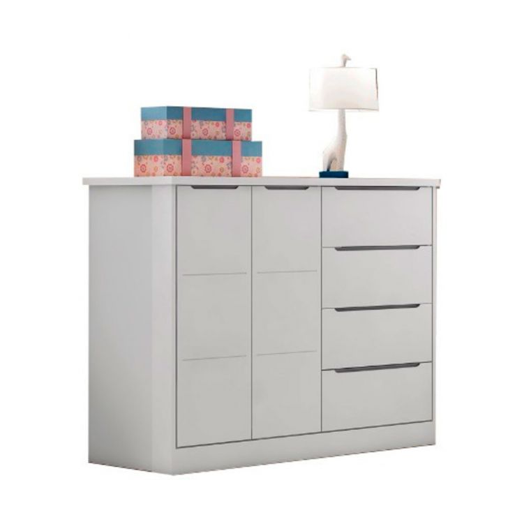Cômoda Infantil Eloá 2 PT 4 GV Branca e Cinza