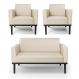 Conjunto 2 Poltronas e 1 Namoradeira Decorativa Isabella Pés Fixo em Madeira Preto PU Bege G19 - Gran Belo