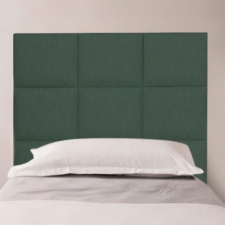 Cabeceira Solteiro Quadrados Veludo Verde