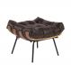 Puff Costela Couro Marrom Base Metal D'Rossi