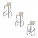 Conjunto 3 Banquetas Dubai Couro Pérola Metal Preto