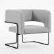 Poltrona Decorativa Scarlett D02 Base de Aço Preto Linho Cinza C-315 - Lyam Decor