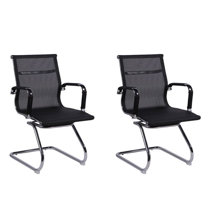 Conjunto com 2 Cadeiras de Escritório Secretária Milão I Preto