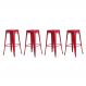 Kit 4 Banquetas Tolix Iron Design Industrial Vermelha 76 cm Aço Cozinha Bar Bistrô Bancada
