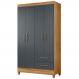 Guarda Roupa Solteiro Chile 4P 103 cm Freijo Cinza Moval