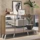 Aparador Buffet 4 portas c/ Espelho e Pés Retrô Vegas Multimóveis Rustic/Branco