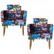Kit 2 Poltronas Decorativas Para Sala Nina Com Base Estampa Romero Brito Pé Castanho - Clique E Decore