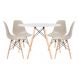 Conjunto - Mesa Eames 100 cm branco + 4 cadeiras Eames Eiffel DSW nude