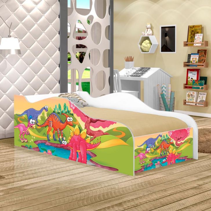 Cama Fun Planeta Dinossauro Solteiro Com Colchão