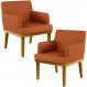 Kit 02 Poltronas Decorativas Sala De Estar Beatriz Base Mel W01 Tecido Terracota - Lyam Decor