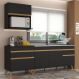 Cozinha Compacta Veneza GB Multimóveis MP2075 com Armário e Balcão Preta