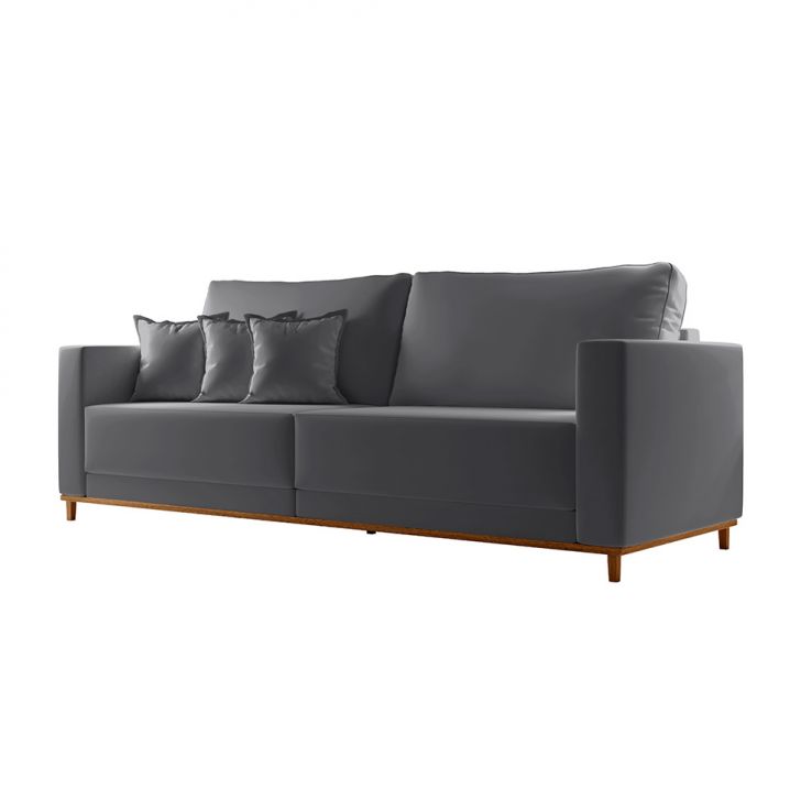 Image of Sofá 3 Lugares Riviera Veludo Cinza 190 Cm PLA-MO895UP66GDHMOB