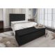 Conjunto Cabeceira Casal e Recamier Baú 1,40m Madrid Suede Preto Dal Poz Estofados