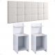 Kit 2 Mesas Cabeceira Fantasy Branco Prateleira Organizadora Painel Suspenso Bia Estofado Cama Box Casal 1,40 Corino - Lojas RPM