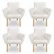 Kit 4 Poltronas Decorativa Leticia Suede Bege Pés Palito Castanho - Pallazio