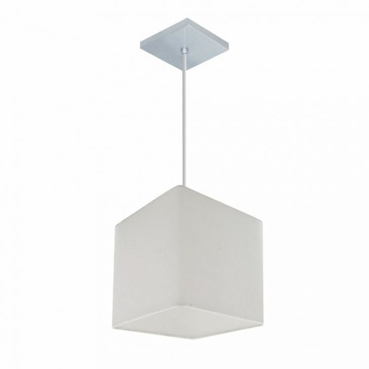 Pendente Quadrado Md-4224 Cúpula em Tecido 16/16x16cm Branco - Bivolt