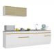 Armário de Cozinha Compacta 270cm com Rodapé Veneza Multimóveis V2112 Branco/Dourado