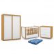 Dormitório Tutto New 2 Portas, Cômoda 4 Gavetas e Berço Branco Soft/Freijó com Colchão - Matic Móveis