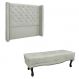 Conjunto de Cabeceira Casal com Recamier Vicenza Veludo Prata