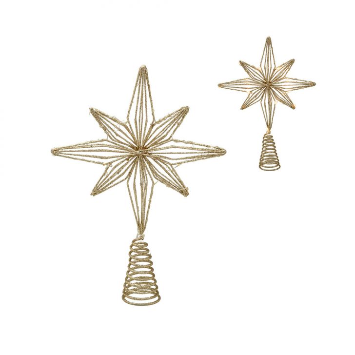 Enfeite Natalino Espressione Estrela Ponteira com LED Dourado 30 cm