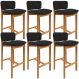 Kit 06 Banquetas Alta Para Cozinha Sala de Jantar Bar Dara L02 Linho Chumbo - Lyam Decor