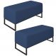 Kit 02 Puffs Decorativo Para Sala Estar Cléo W01 Base de Ferro 90 cm Suede Azul Marinho - Lyam Decor