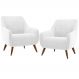 Kit 02 Poltronas Decorativa Fixa Pés de Madeira Paloma D02 Corano Branco C-12 - Lyam Decor