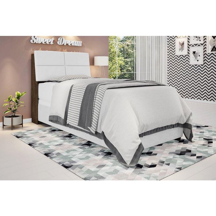 Cabeceira Solteiro Isis Malbec Com Painel Class Branco Framar