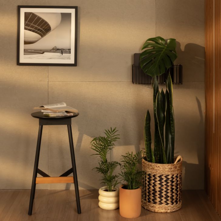 Banqueta Denver Industrial Preta e Amêndoa