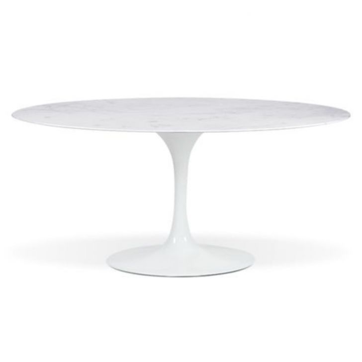 Mesa de Jantar Saarinen Oval 198x122 cm Mármore Branco Extra Base Branca