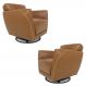 Kit 2 Poltronas Decorativas Valentina Sala de Estar Giratória Couro Caramelo Brilho G40 - Gran Belo