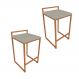 Conjunto 02 Banquetas Pietra Suede Marrom Rato Base Cobre D'Rossi
