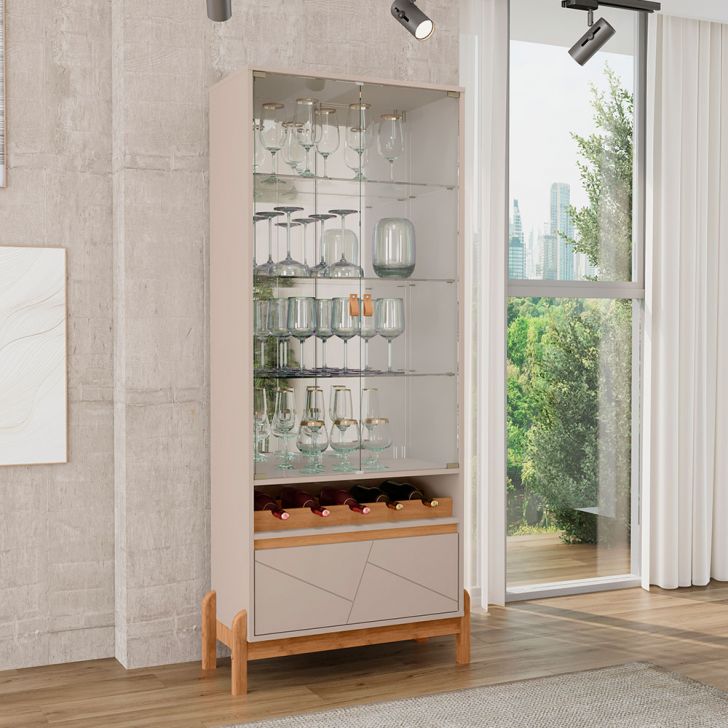 Cristaleira Bari 2 PT 1 GV Off White e Cedro