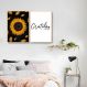 Quadro Girassol Frase Gratidão 62x43 2-43x30 Filete Marfim