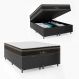 Cama Box Baú Queen Bipartido + Colchão Paris Molas Ensacadas Pocket - 66x158x198cm - Couro Preto