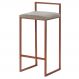 Banqueta Decorativa Jasmine Base Bronze Veludo Cinza G41 - Gran Belo