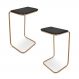 Conjunto 2 Mesas de Apoio para Sofá Preto Base em Metal Dourado