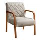 Poltrona Decorativa Lara Braço Madeira - Linho Bege