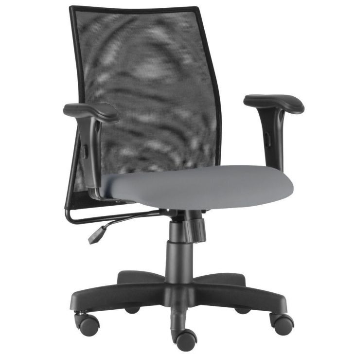 Cadeira de Escritório Giratória Executiva Ergonômica Liss L02 Couro Sintético Cinza - Lyam Decor