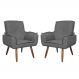 Kit 02 Poltronas Decorativa Emília Plus Suede Cinza - Ds Móveis