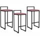 Kit 03 Banquetas Altas Para Cozinha Sala de Jantar Hanna L02 Preto Suede Rosê - Lyam Decor
