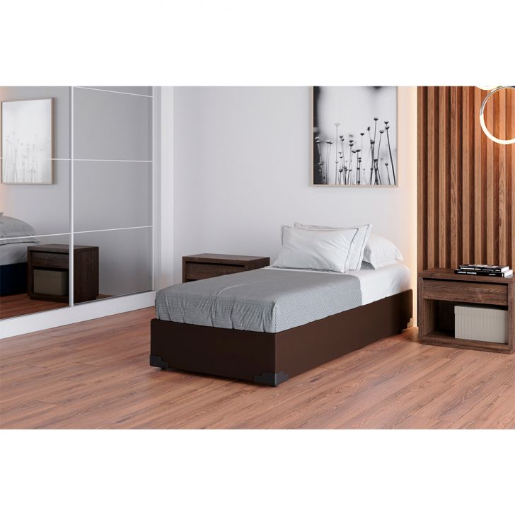 Base Para Cama Box Solteiro Joe Suede (36x88x188) Marrom
