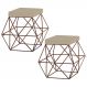 Kit 2 Puffs Decorativo Sala de Estar Base Bronze Trixie Veludo Bege G41 - Gran Belo